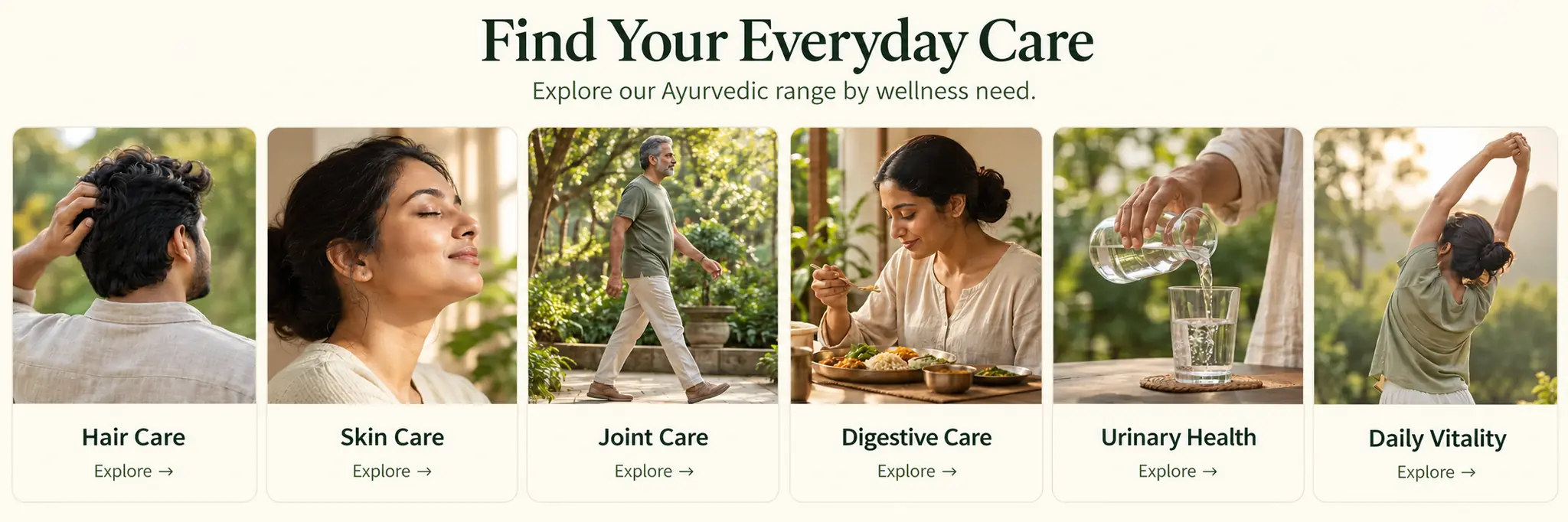 Find Your Everyday Care: explore our Ayurvedic range by wellness need